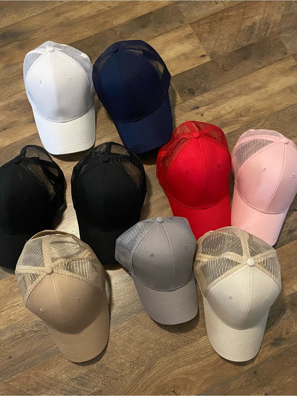 Set of 10 Classic Mesh Back Baseball Caps - Multiple Colors